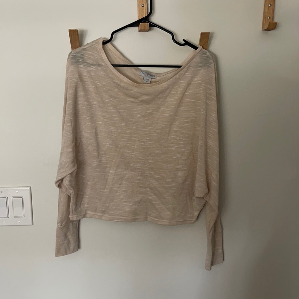 Off the shoulder beige sweater